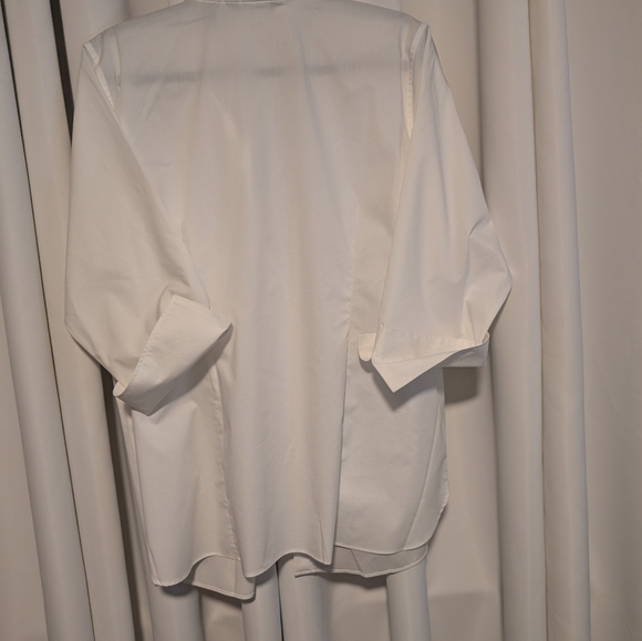 Lands End Outfitters 20 W White Button down Blouse 3/4 fold up sleeve - Picture 2 of 9